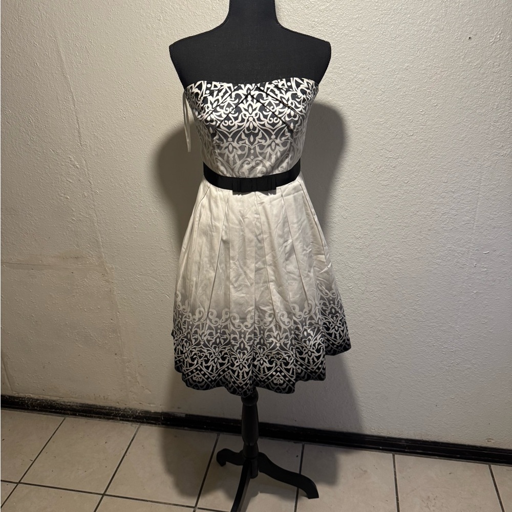 Elegant Black and White Strapless Dress